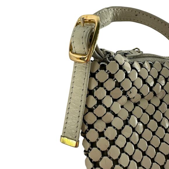 Vintage Whiting and Davis Mesh Evening Crossbody Cream Color Handbag Purse Bag - Picture 10 of 16
